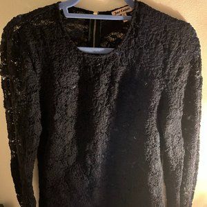Juicy Couture Lace Black Top with Leather Patches